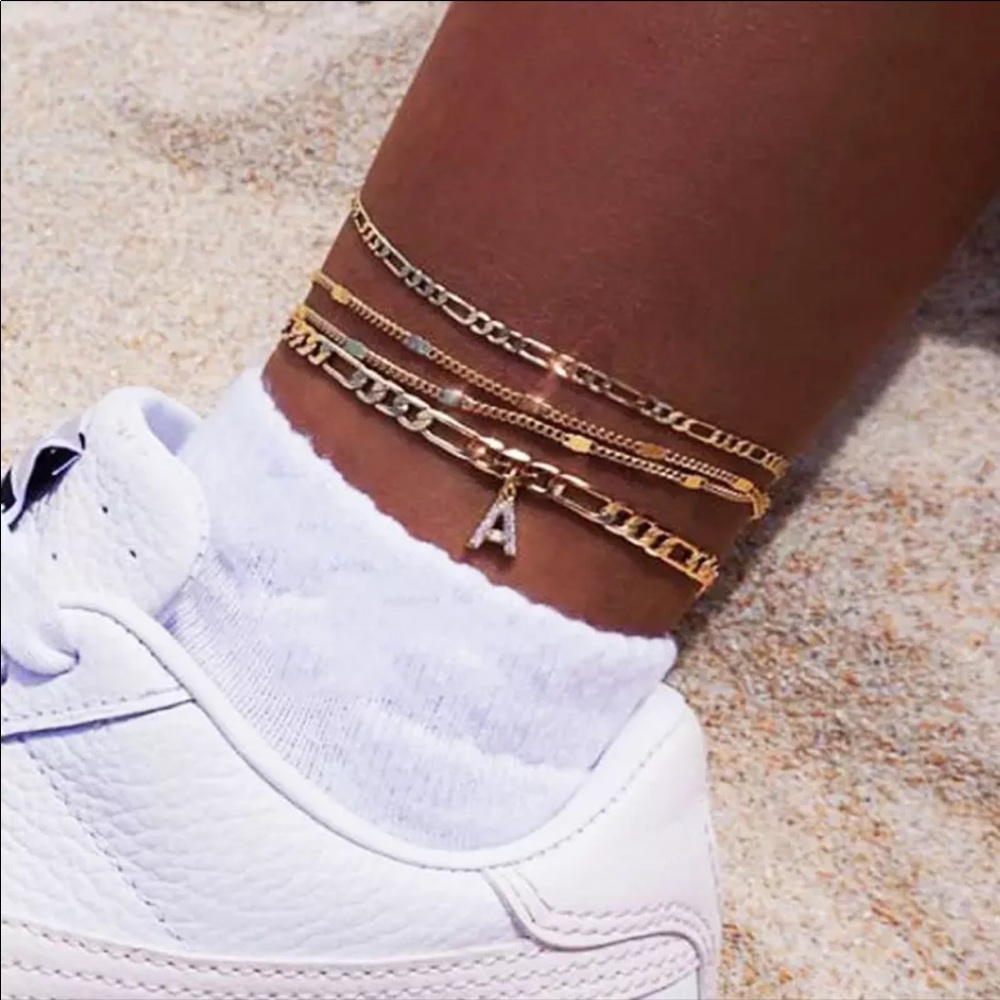 Zirconia Letter Anklet